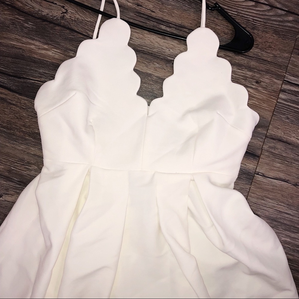 White Scallop fit and flare dress boutique
